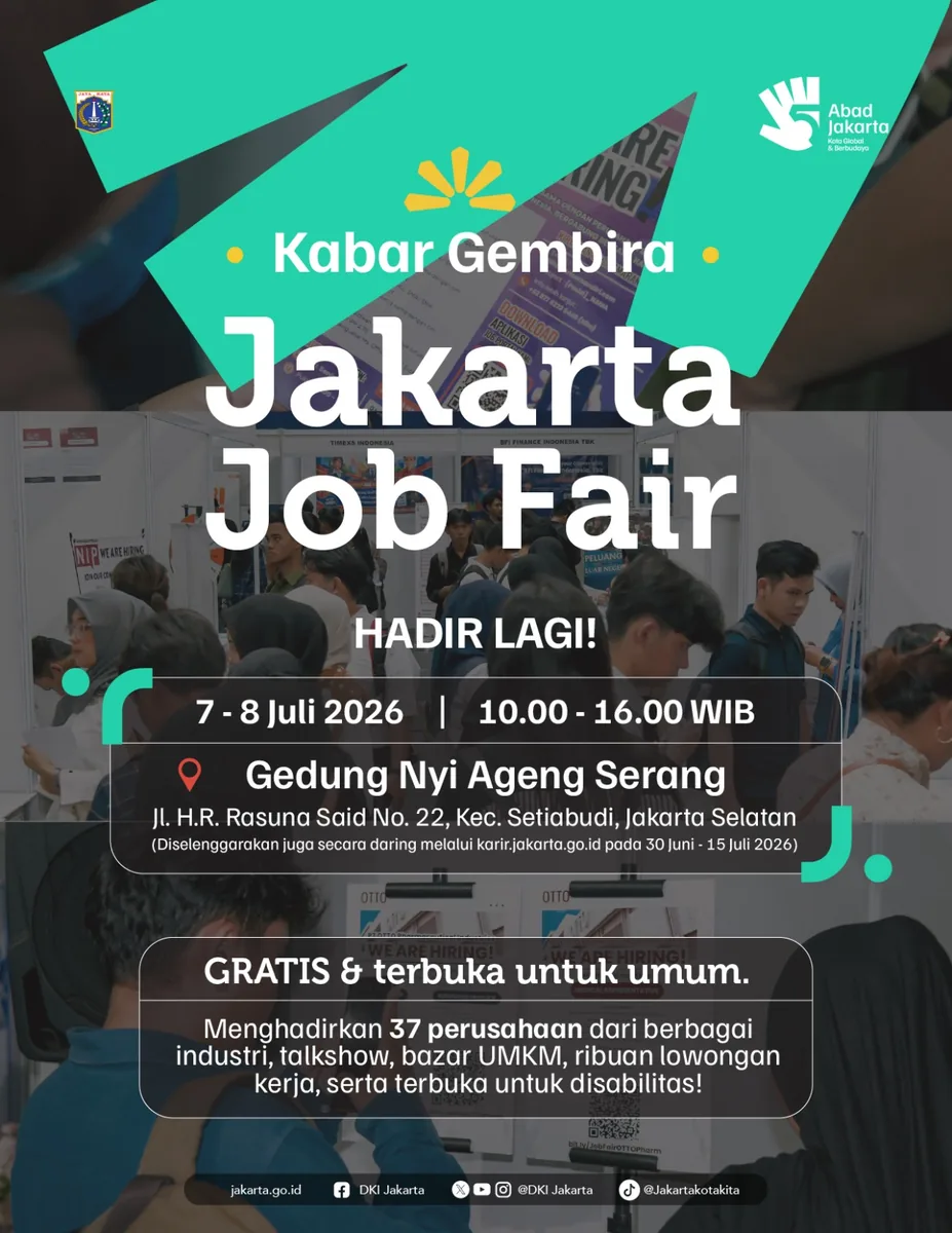 Job Fair Provinsi Jawa Timur 2026 (Suku Dinas TKTE Wilayah Provinsi Jawa Timur Barat) : 7-8 Juli 2026