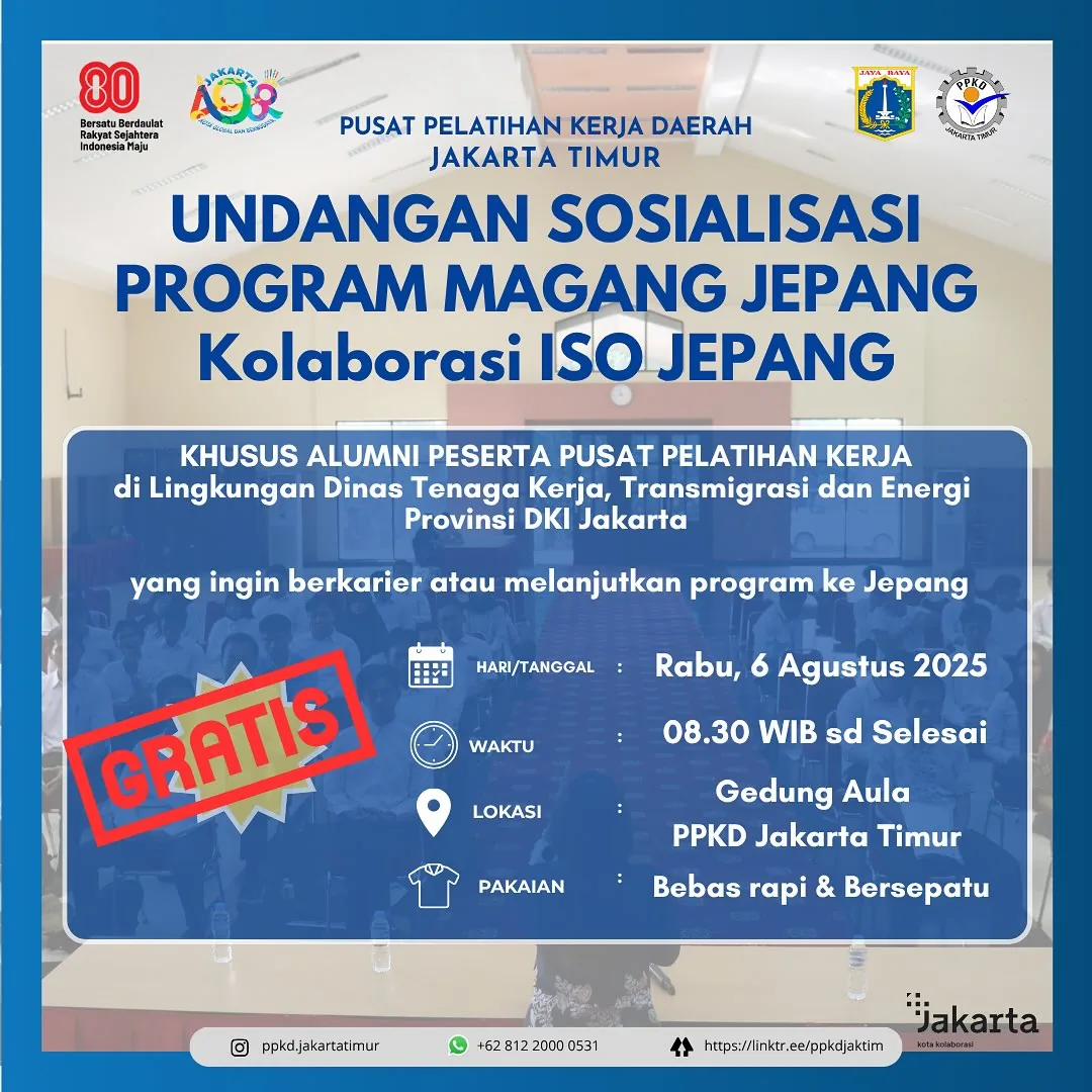 UNDANGAN SOSIALISASI PROGRAM MAGANG JEPANG – PPKD PROVINSI JAWA TIMUR